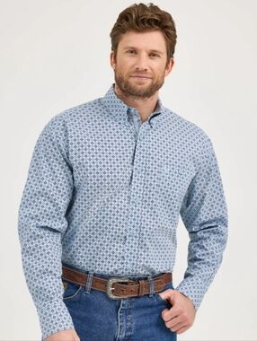 Wrangler George Strait Collection Geometric Tile Print Shirt Size Medium